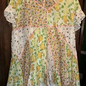 Free people Dress with Green and Yellow Accents